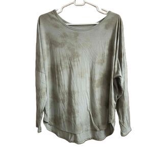 Weekend Soul Womens Shadow Green Tie Dye Long Sleeve Crew Neck Shirt XL